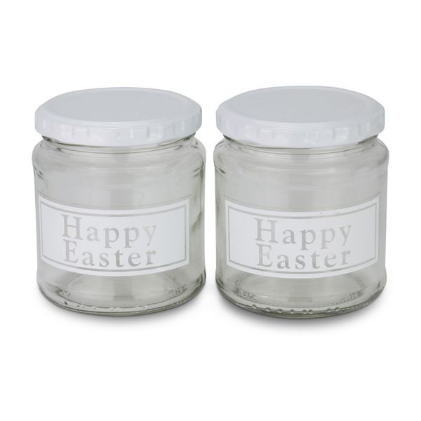 Jar - Happy Easter - Transparent - Glass - 291ml - 2 Pack