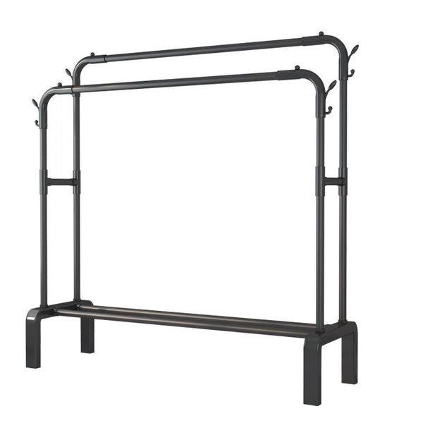 Garment Rack Double Rods Metal Clothing Rack Stand with Bottom Shelf
