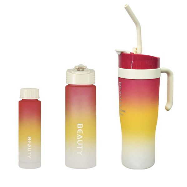 3-Piece Water Bottles with Handle &amp; Straw in Dazzling Colors