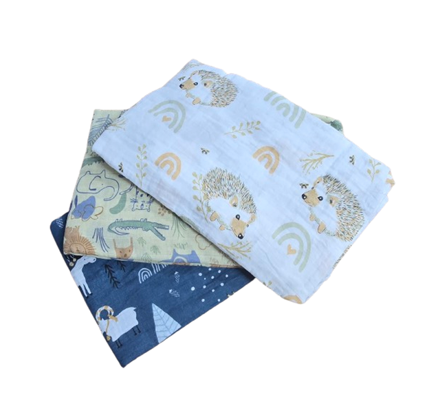 Baby Swaddling Muslin Blanket - 3 Pack Boy