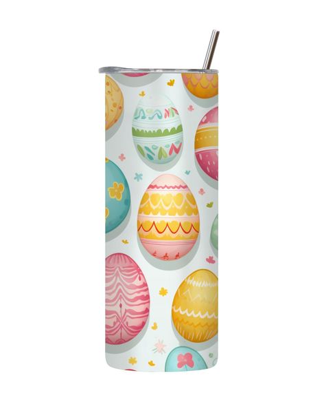 Flower Pattern 20 Oz Tumbler Lid Straw Trendy Easter Graphic Present 089
