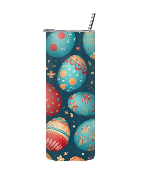 Dark 20 Oz Tumbler with Lid Straw Trendy Easter Graphic Design Present 089