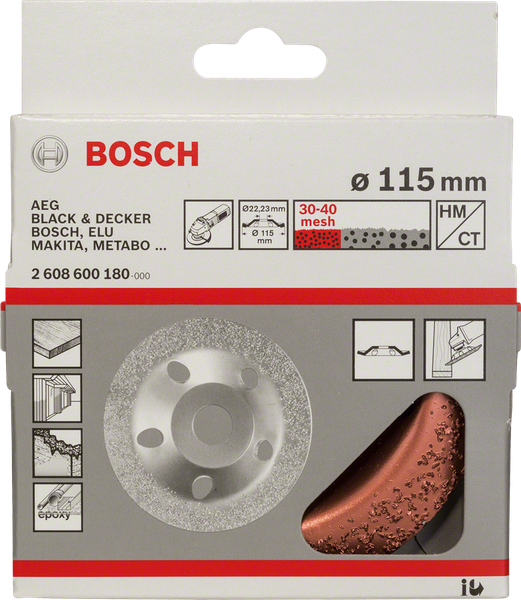 Tungsten carbide grinding head 115 x 22,23 mm, fine angled