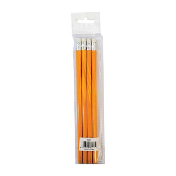 Marlin - 4 HB Yellow Barrel Rubber-tipped Pencils (Pack Of 24)