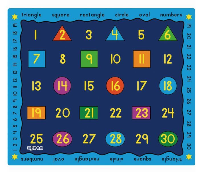 Kids Non-Slip Educational Carpet -Shapes &amp; Numbers 240x200cm-Learn Play Rug