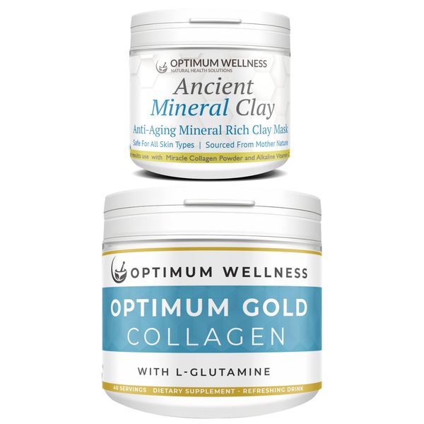 Optimum Gold Collagen L-Glutamine for Skin,Bone &amp; Mobility with Clay Mask