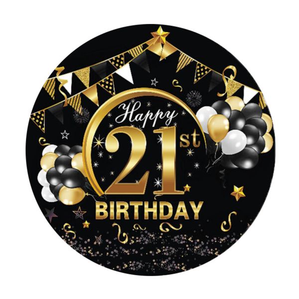 Happy 21st Birthday Round Wooden Vinyl Signage 40CM