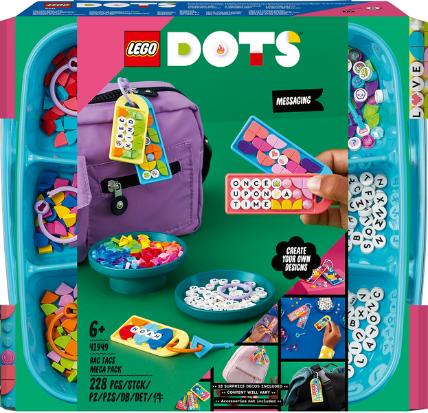 LEGO® DOTS Bag Tags Mega Pack – Messaging 41949 DIY Craft Kit (228 Pieces)