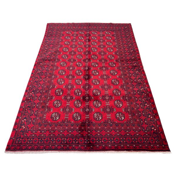 Red Afghan Traditional Hand-Knotted Rug - 236 x 161 cm