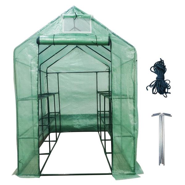 Walk-in Greenhouse - 2 Tier 12 Shelves