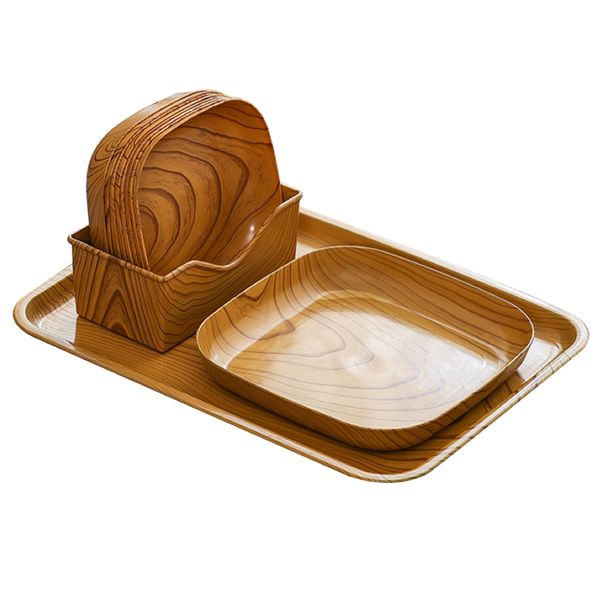 Home Kitchen Novelty Wooden Food Serving Dish - Set of 11