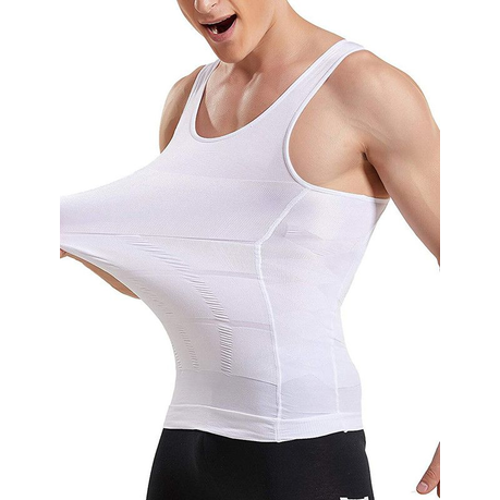 Shygol Men Compression Slimming Body Shaper Vest - White
