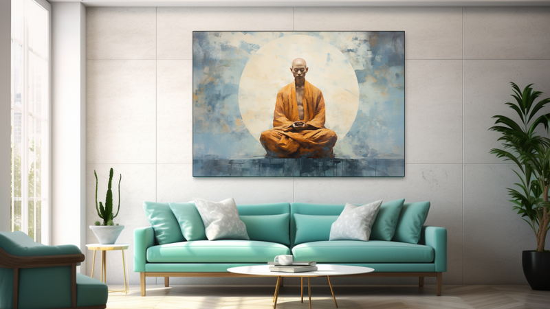 Canvas Wall Art -MonksMeditation Serene Hues - JT0176