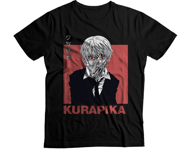 Kurapika Black Suit Red Background Mask Graphic T-Shirt
