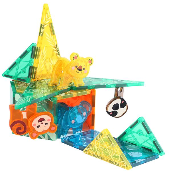 Kebo Magnetic Tiles And Animals 56 Piece Building Blocks for Kids 3D