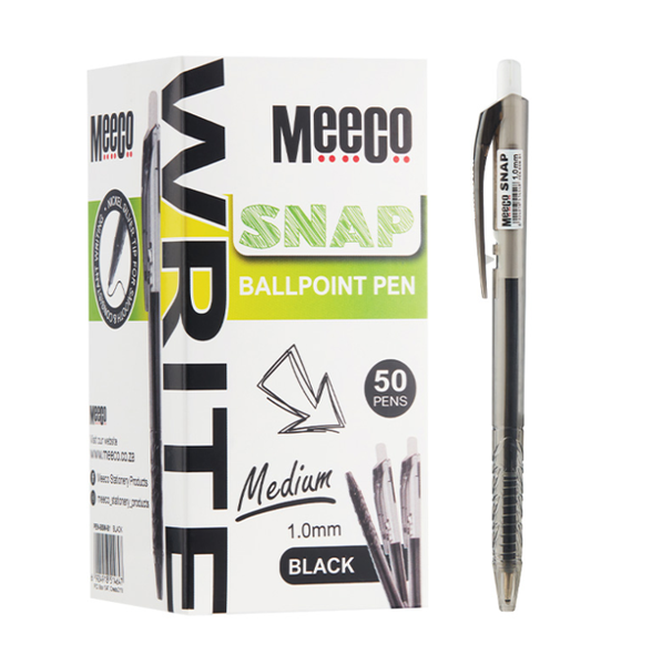 Meeco Snap Ballpoint Pen 1.0mm Black Box of 50