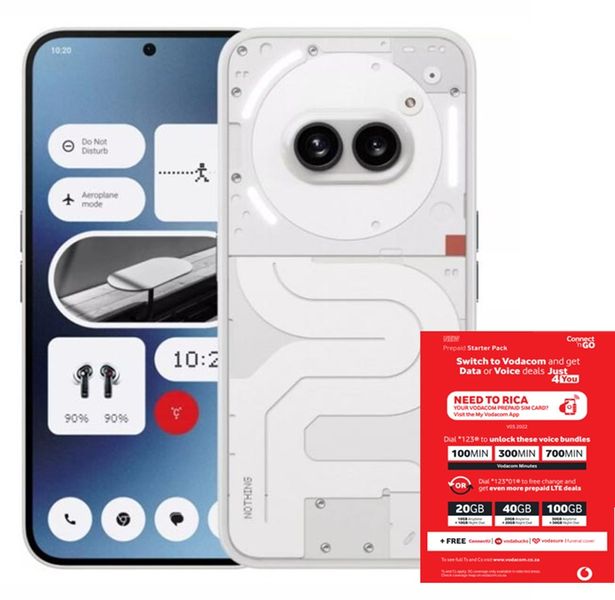 Nothing Phone 2a 128GB 5G Dual Sim - Milk + Vodacom Sim Card Pack
