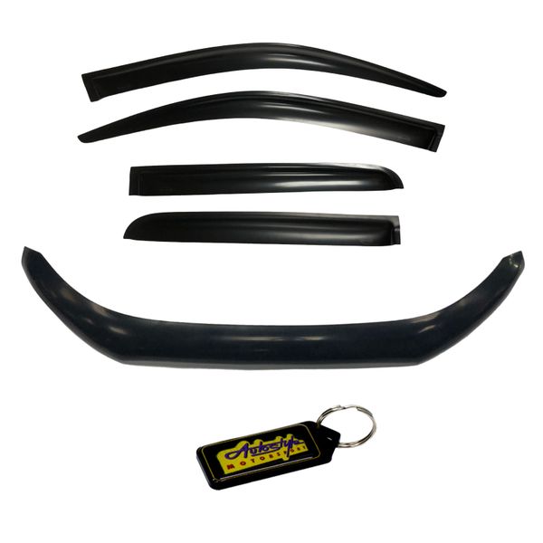 Bonnet &amp; Windshield Guards for Ford Ranger BT50 2012- D/Cab Black &amp; Keyring