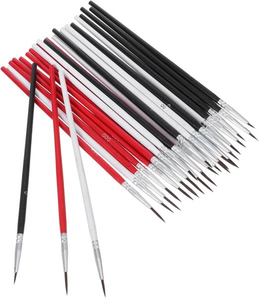 30pcs Nylon Liner Brushes Set Fine Tip Watercolor Miniature Paint Brushes
