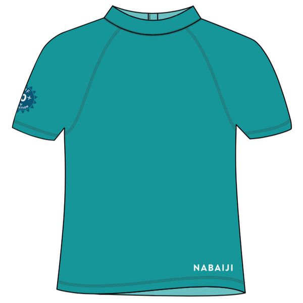 Nabaiji Baby UV-Protection Short-Sleeve T-Shirt - Turquoise Blue