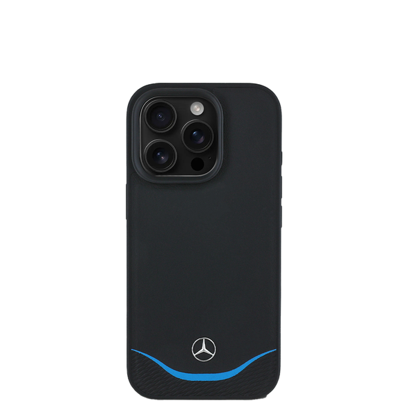 MERCEDES-Magsafe Compatible Wth IPhone 16 Pro Black Leather Case W/ Horiz Curve