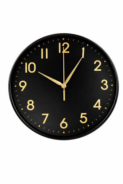 JJ Midnight Gold Classic Wall Clock Battery Operated
