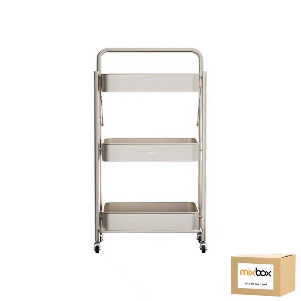 Mix Box Foldable 3-Tier Metal Multi-Function Utility Storage Trolley