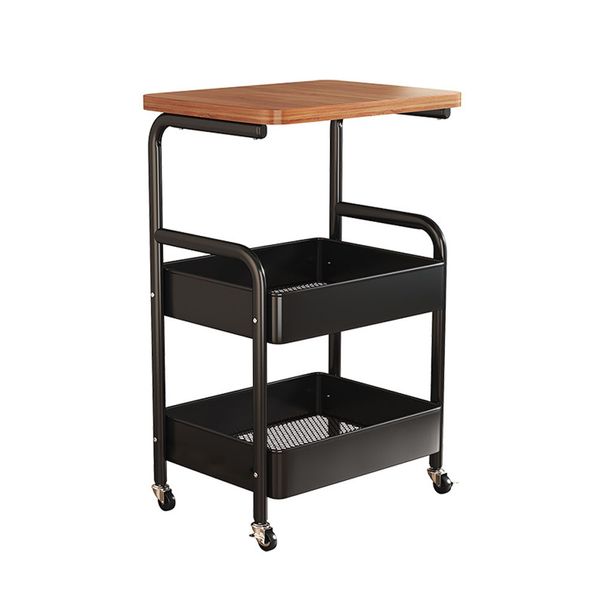 Rolling Cart with Tabletop, 3 Tier Metal Utility Cart with Lockable Wheels