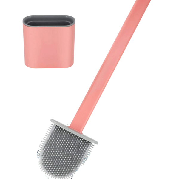 Wall Mountable Silicone Toilet Brush with Holder - White