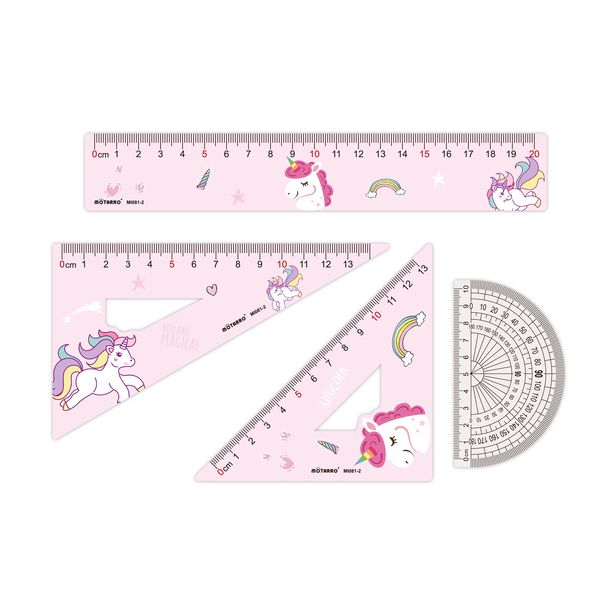 Motarro Cute Unicorn Stationery Ruler Set