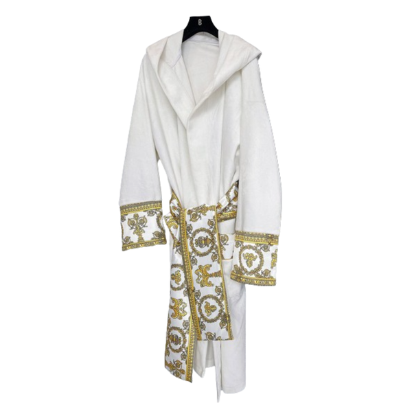 Men's Thickened Silver Velvet Light Luxury Hooded Long Nightgown Sleepwear