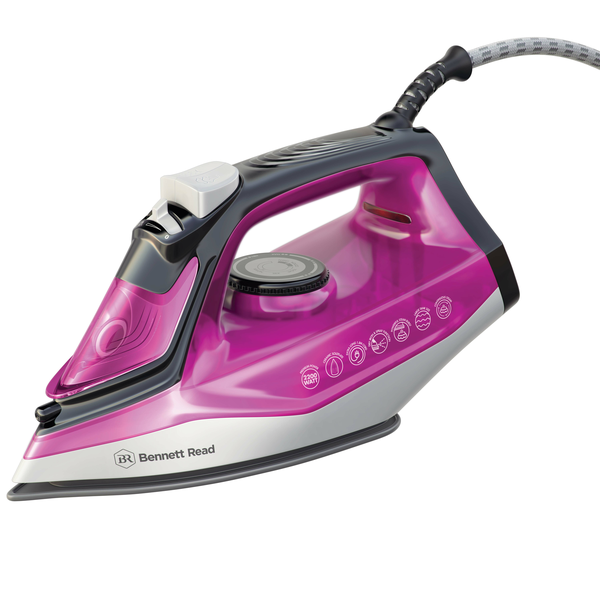 New Premium 2200W Powerglide Steam Iron Pink and Black - Bennet Read