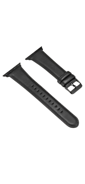 Plain Leather Watchband Compatible With Apple Watch black