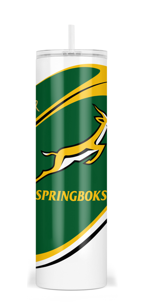 SPRINGBOKS Rugby WORLD CUP CHAMPIONS Skinny Tumbler / Travel Mug 20 oz