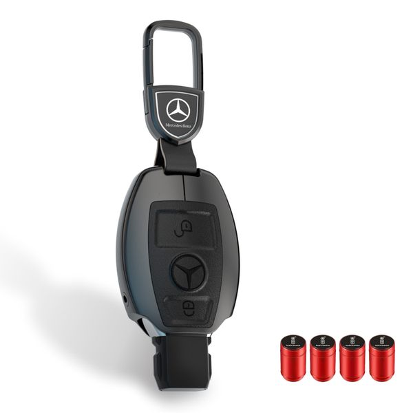 Mercedes Benz Metal Key Cover with Keychainl, Premium Metal Car key Case