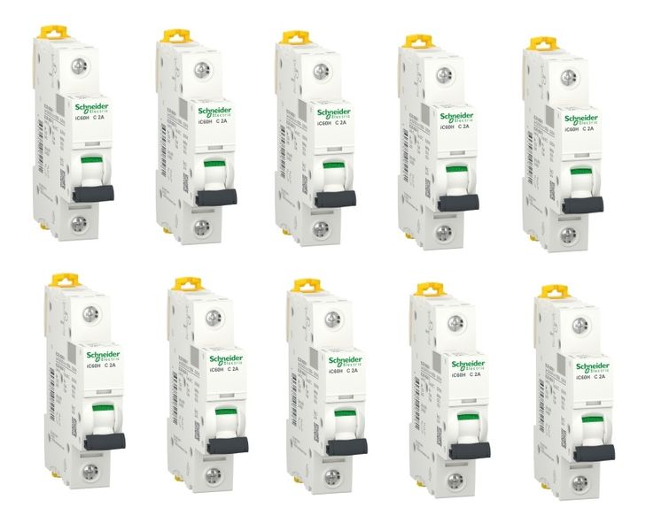 Schneider Electric 2Amp Circuit Breaker iC60H - 1 Pole -10 Pack