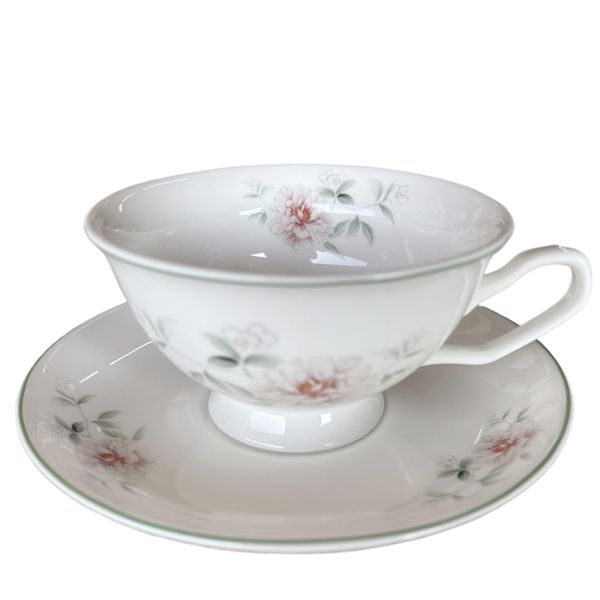 I-13 Green Flower Cup &amp; Saucer