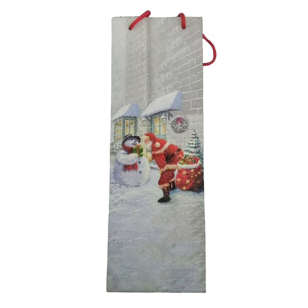 Santa &amp; Snowman Theme Wine Gift Bag - Pack of 10