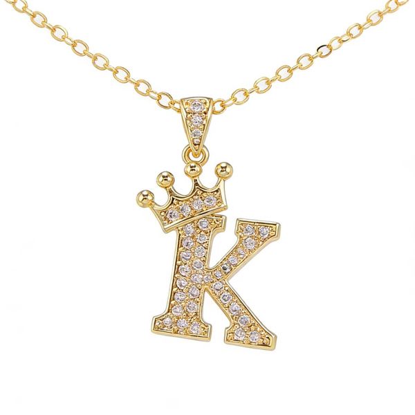 Alphabet Pendant Chain Necklace Punk Lucky Initial Name -K