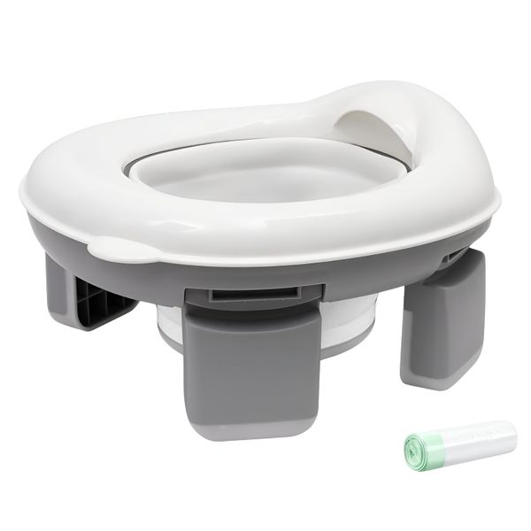 2-in-1Small Foldable Potty Training Toilet Seat for Babies &amp;Toddlers - Grey