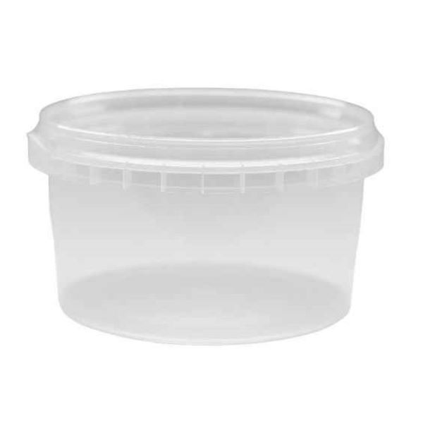 Pack of 100 by 500ml Tamper-Proof Tubs with Lids no Handles