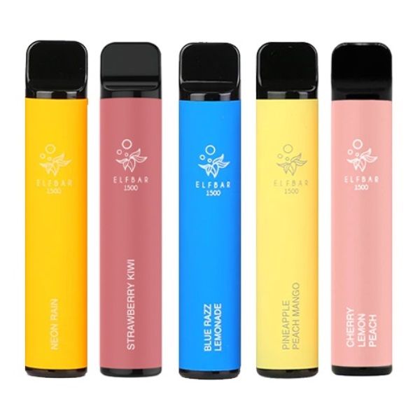 5 Pack - Elf Bar 1500 Puffs Disposable Vape - 5 Flavour Combo A - 50mg