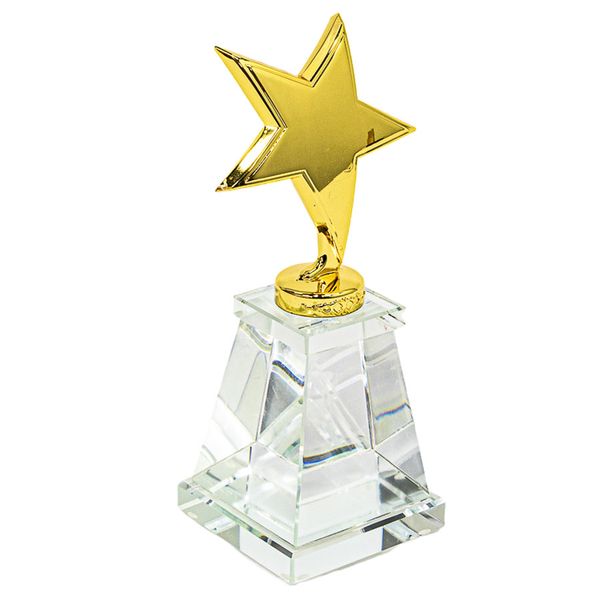 Star Trophy with Glass Base 21x9.5cm - Gold Metal