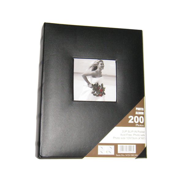 Photo Album For 200 Standard Photos - Black