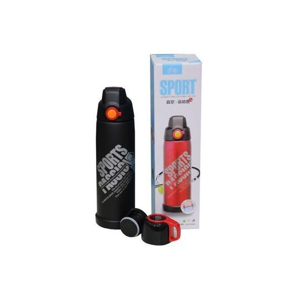 Black 800ml Double Wall Stainless Steel Sports Bottle - Hot &amp; Cold