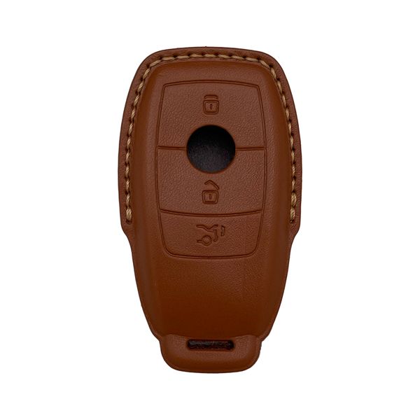 Genuine Leather Mercedes Benz Key Cover - Brown