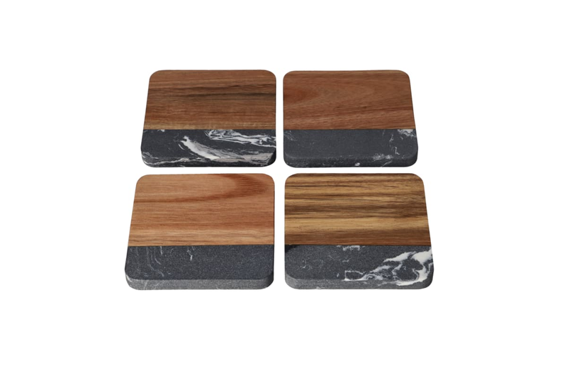 Marble Wooden Coasters 4-Piece