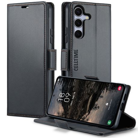 Retro Flip Cover Compatible with Galaxy S25 FE Leather Wallet Case Image