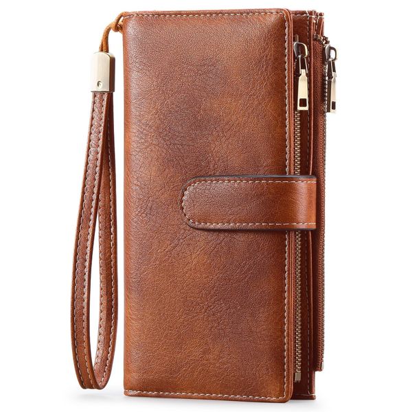 Vintage RFID Leather Wallet for Women - 3-Fold