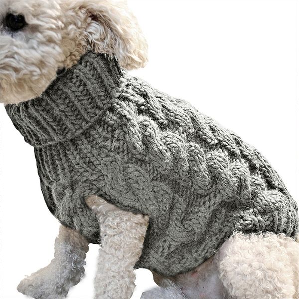 Solid Color Knitted Pullover Suitable For Spring Autumn Winter Pet Clothing
